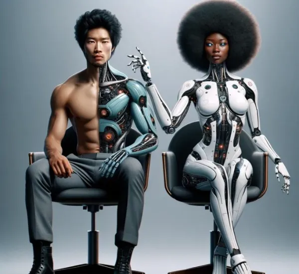Human and AI bot